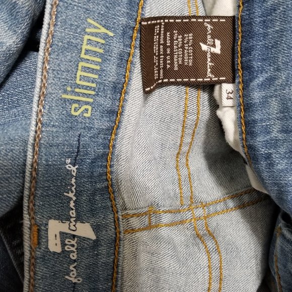 7FAM jeans 34 Slimmy whiskered denim stretch slim ATN511403A 041148 - Picture 15 of 16